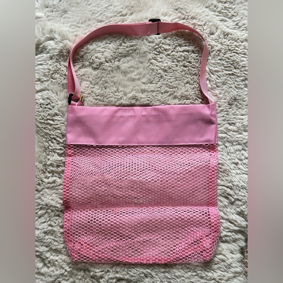 🆕 Pink Mesh Beach Bag Initial K - Picture 9 of 11